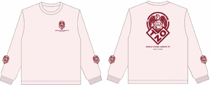 ロングTシャツライトピンク×ワイン