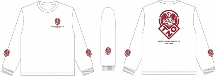 ロングTシャツホワイト×ワイン